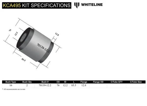 Whiteline Radius Arm Lower Bushing Kit Toyota Supra A90 2019+ - Image 5