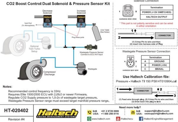 Haltech CO2 Boost Control Dual Solenoid & Pressure Sensor Kit
